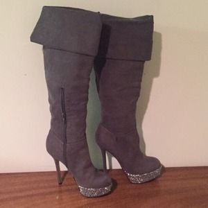 High Heel Grey Boots
