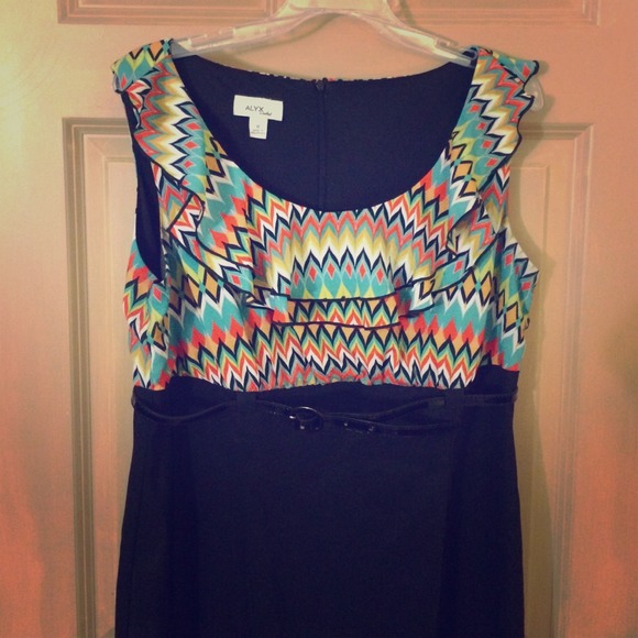 Black Sleeveless Dress with Belt