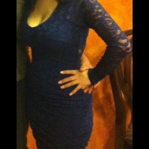 Moda international navy blue lace dress