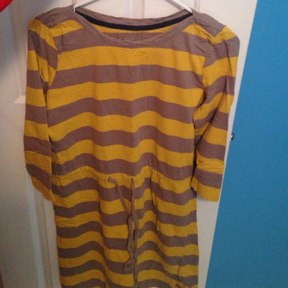 Merona Yellow & Taupe Striped Dress