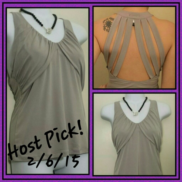 Moda International Tops - ☆HP!☆ NWOT- UNIQUE grey halter bondage back top