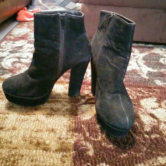 Black high heeled booties