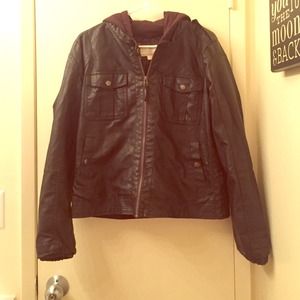 Xhilaration Faux Leather Jacket with Hoodie