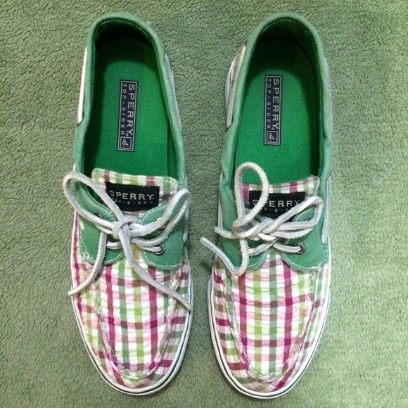Green and Pink Sperry Top-Siders