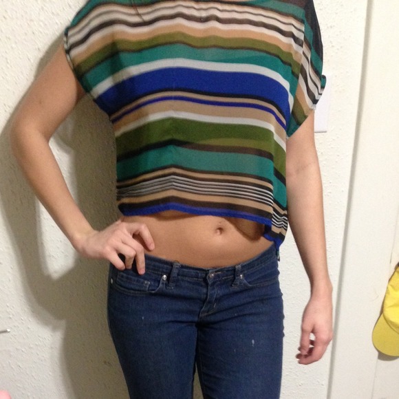 Transparent striped semi- crop top.