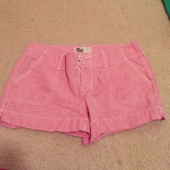 Red seersucker shorts!