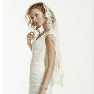 David's Bridal fingertip mantilla lace veil