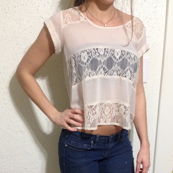 Cream summer transparent lace top. southern
