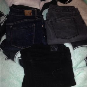 3 like new american eagle jeans