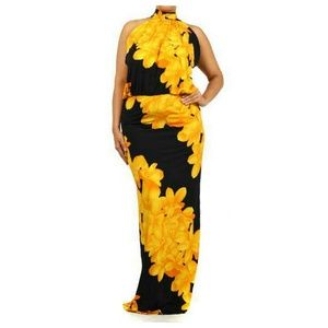Mock Neck Floral Maxi
