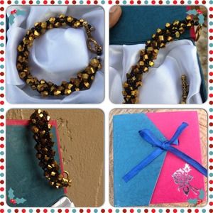 Flat Spiral Crystal Bracelet. Gift Boxed