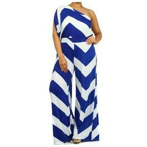 Asymmetrical Chevron Print Jumpsuit