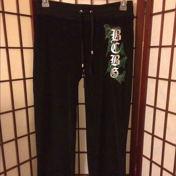 BCBG Black/Green Velour Pants - Picture 1 of 4