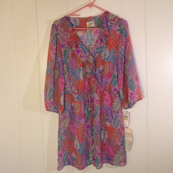Sheer floral print dress.
