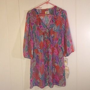 Sheer floral print dress.