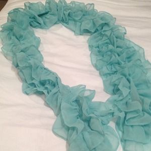 Turquoise ruffled scarf
