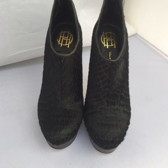 House of Harlow black Natalia Croco pumps SZ 9.5 - Picture 3 of 3