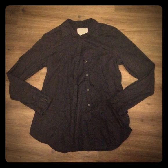 Long sleeved, black, button- up, dress shirt