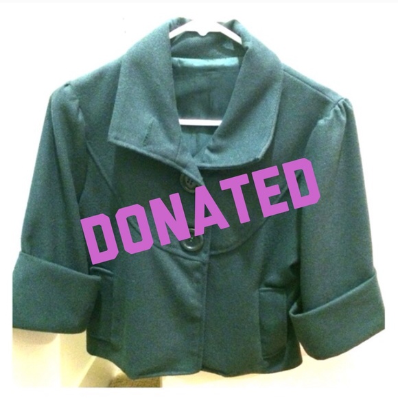 Turquoise Teal Cropped Peacoat Jacket