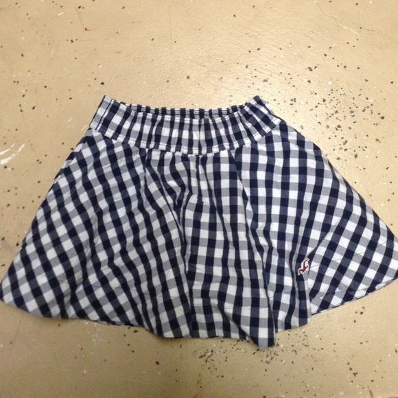 a velvety plaid navy and white skirt.