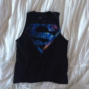 Galaxy print superman muscle tee