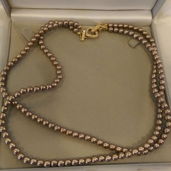 Chocolate Pearl Double Strand Necklace