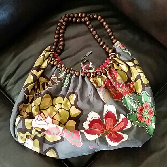 Boho fabric bag w/bead straps-Amici Accessories