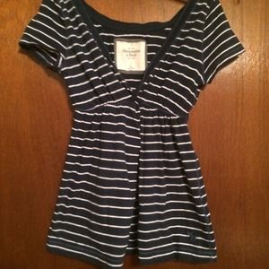 Abercrombie & Fitch Navy Striped Peasant Top
