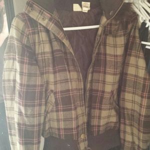 Juniors Brown plaid winter coat
