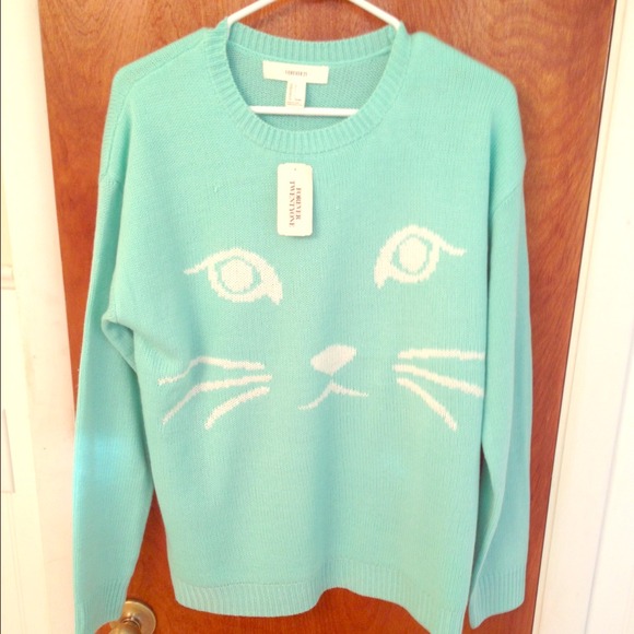 Forever 21 Mint Kitty Sweater 🐱