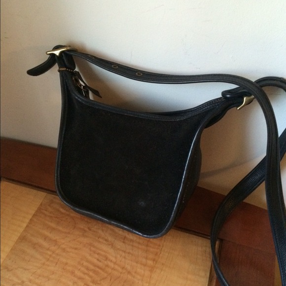 Authentic vintage black suede Coach crossbody bag