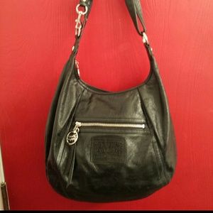 Coach Poppy Hobo Black Leather Purse