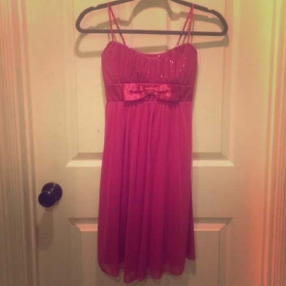 Hot Pink Dress with Bow Detail