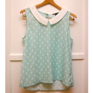 Cat Print Sleeveless Blouse