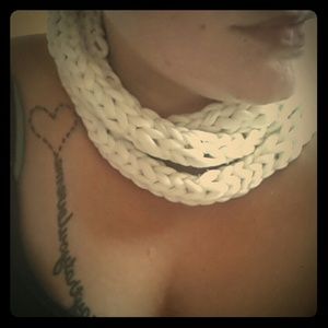 Handmade white infinity scarf