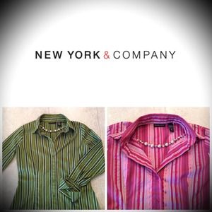New York & Co. Women's Fitted Long-Sleeved Blouse Bundle, Size: M