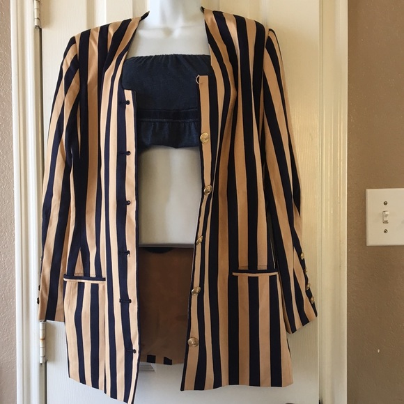Vintage Jackets & Blazers - Vintage gold & navy blue blazer