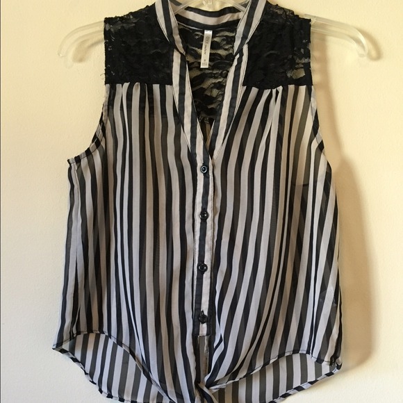 Back and white striped sheer shirt