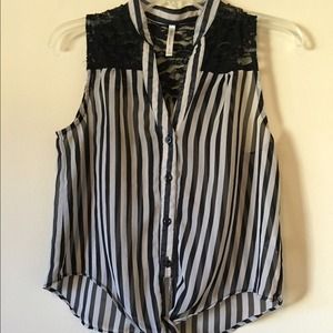 Back and white striped sheer shirt