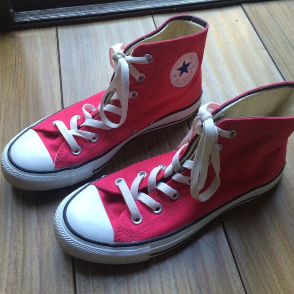 Pink high top converse