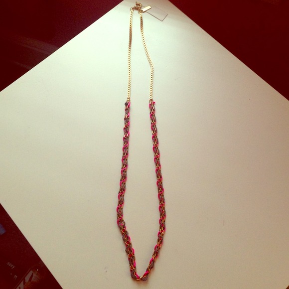 Pink/Grey Gold chain necklace with the bracelet