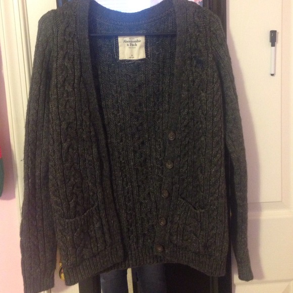 Wool, charcoal gray button up cardigan