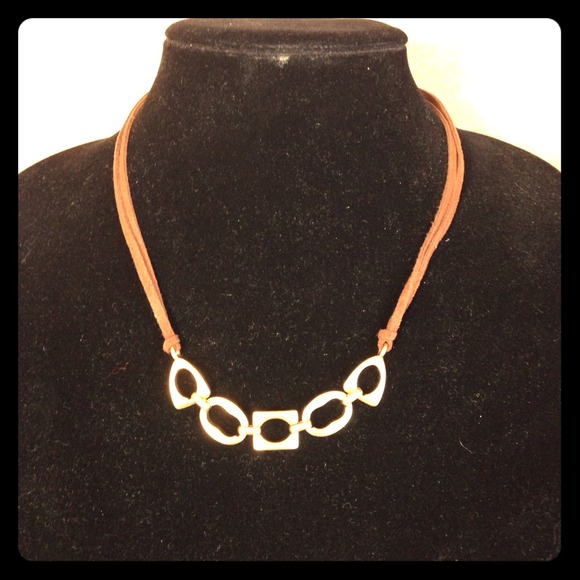 Lia Sophia Leather and brushed gold Necklace