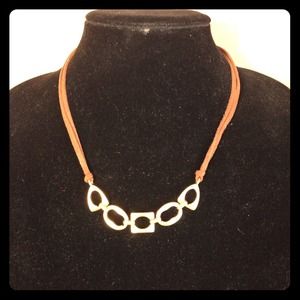 Lia Sophia Leather and brushed gold Necklace