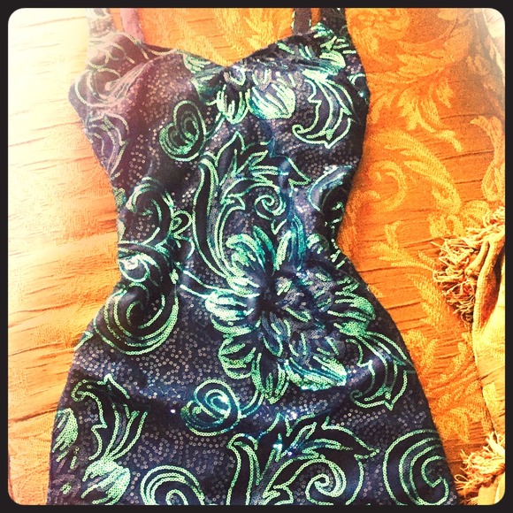 Beautiful Macys sequin blue mini dress OBO