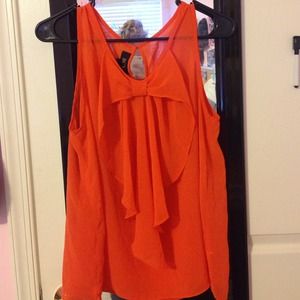 Chiffon, orange, bow front top