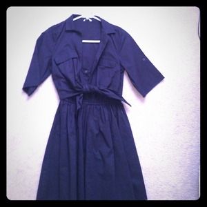 Navy blue front tie dress