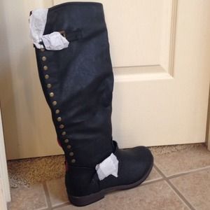 Brand New Black Studded Riding boot.