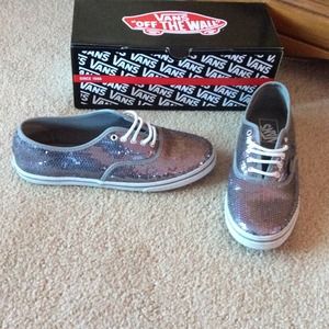 Sequins frost grey vans! Like new!