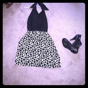 Cute open back black and white dress